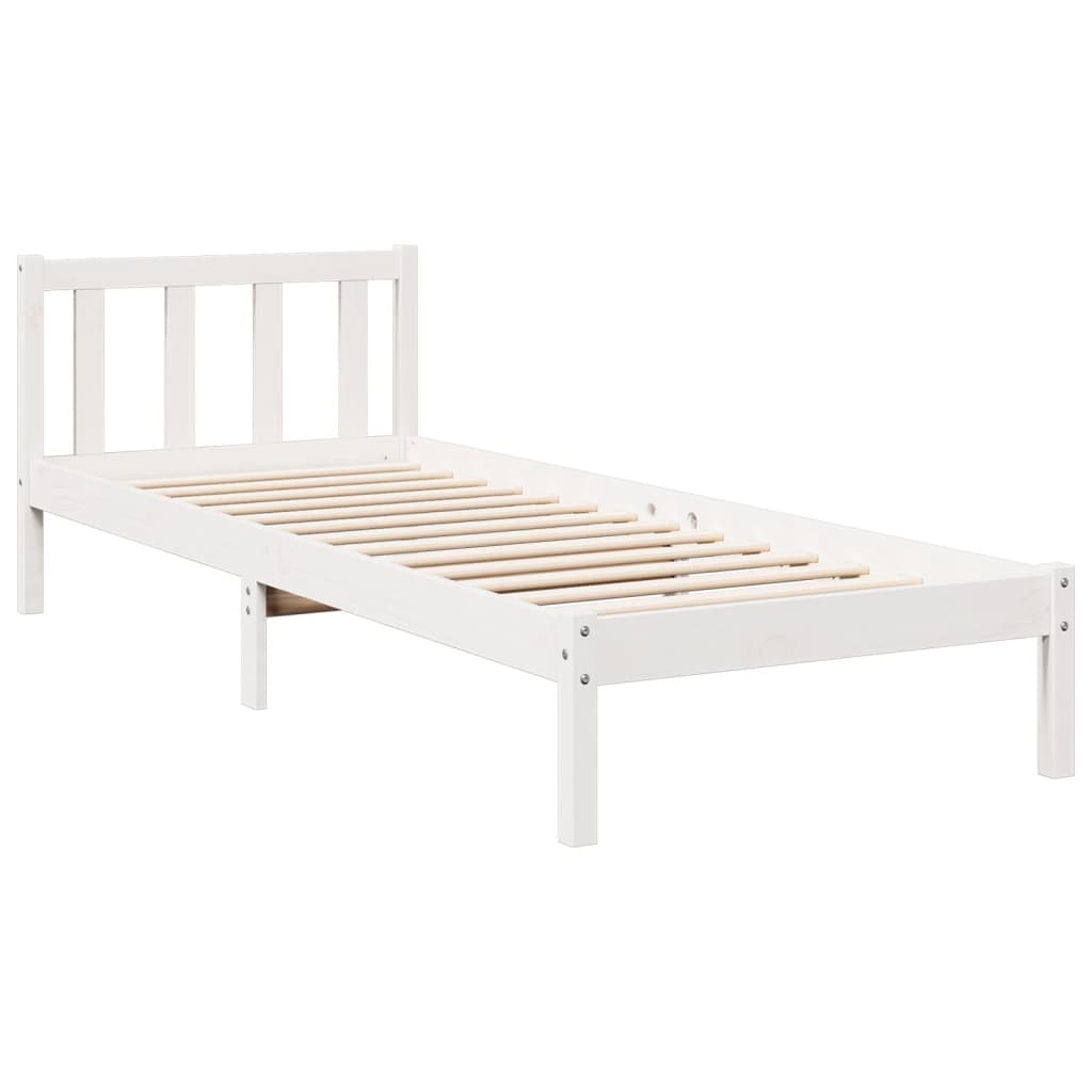 vidaXL Cama extralarga sin colchón madera maciza pino blanca 90x210 cm