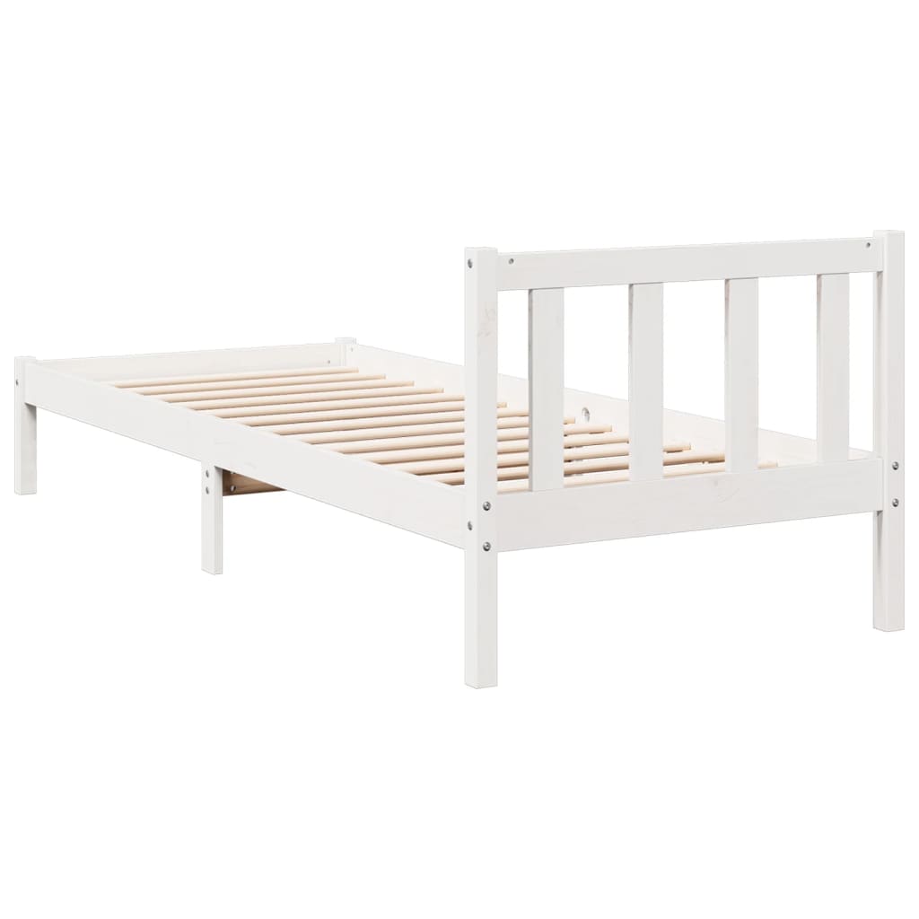 vidaXL Cama extralarga sin colchón madera maciza pino blanca 90x210 cm