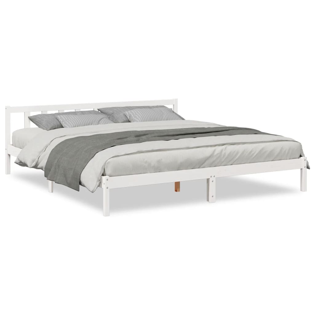 vidaXL Cama extralarga sin colchón madera maciza pino blanca 200x210cm