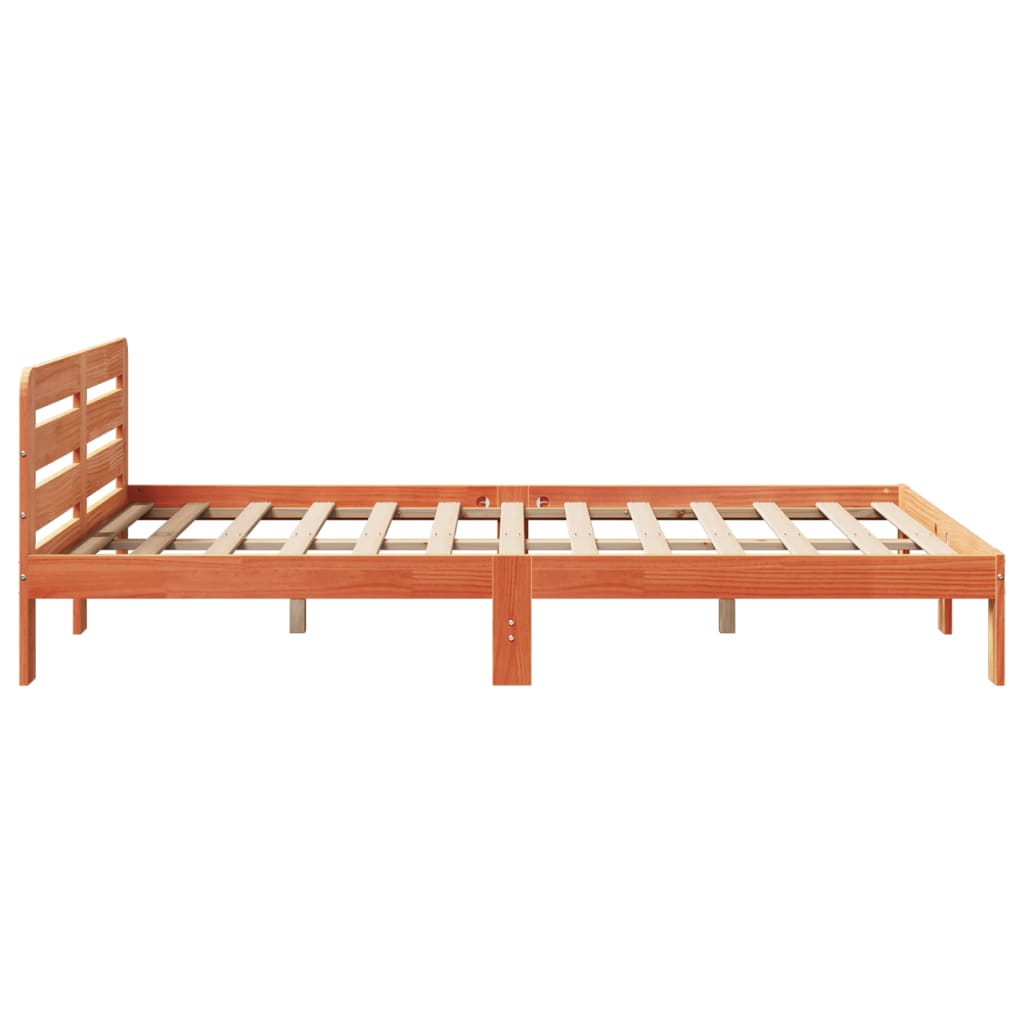 vidaXL Cama sin colchón madera maciza de pino marrón cera 140x200 cm