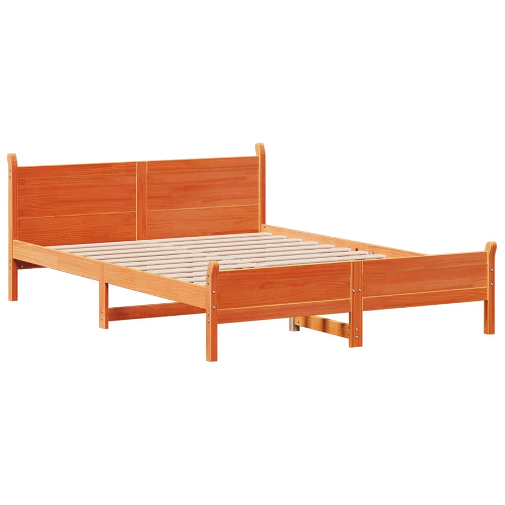 vidaXL Cama sin colchón madera maciza de pino marrón cera 120x200 cm