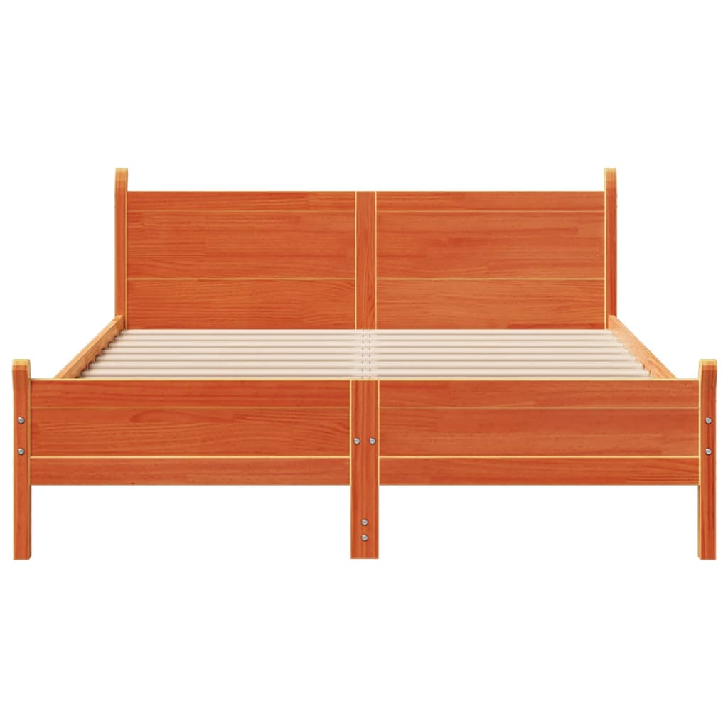 vidaXL Cama sin colchón madera maciza de pino marrón cera 120x200 cm