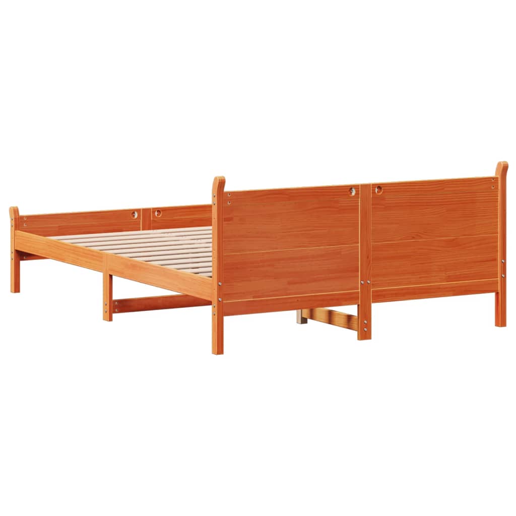 vidaXL Cama sin colchón madera maciza de pino marrón cera 120x200 cm