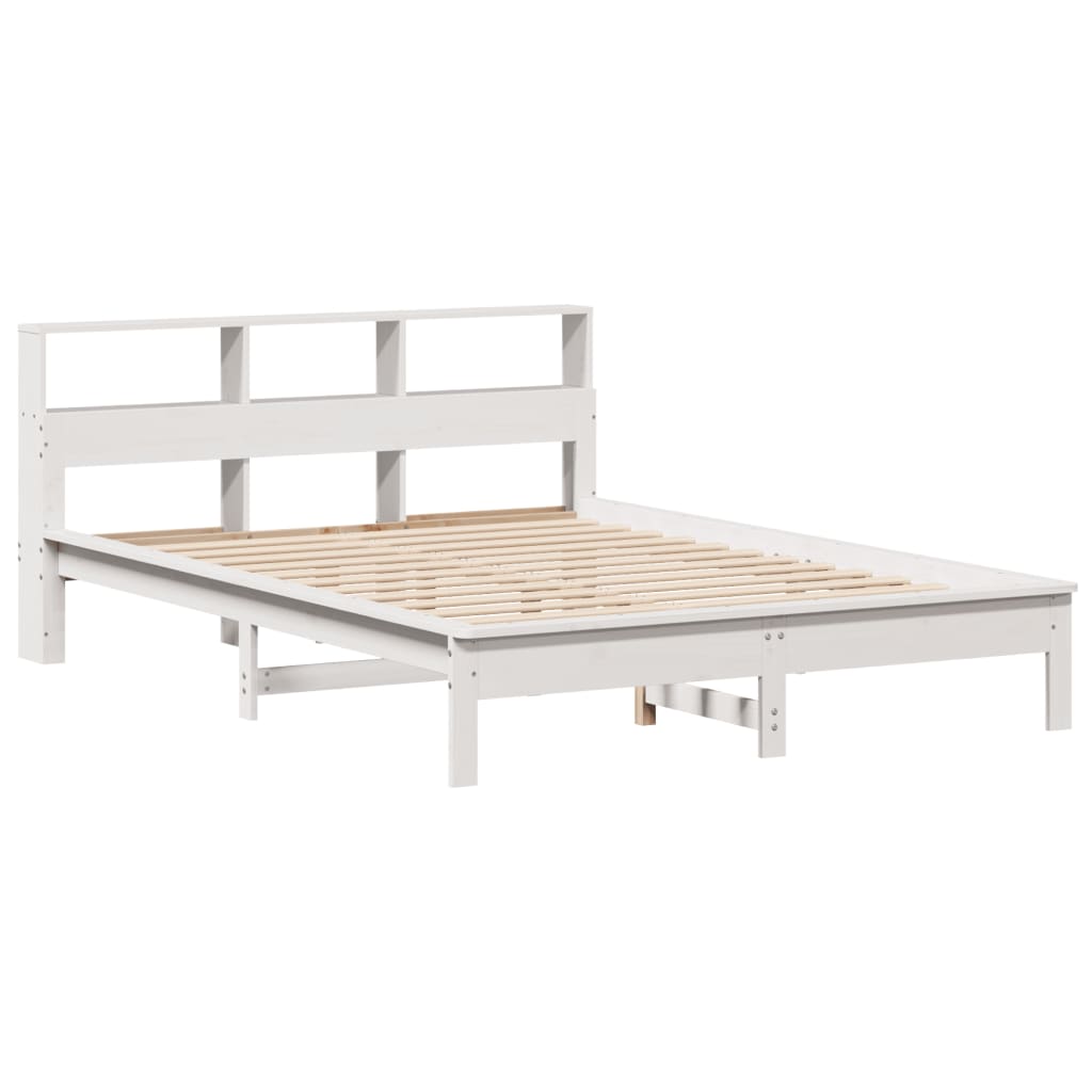 vidaXL Cama con estantería sin colchón madera maciza blanca 120x200 cm