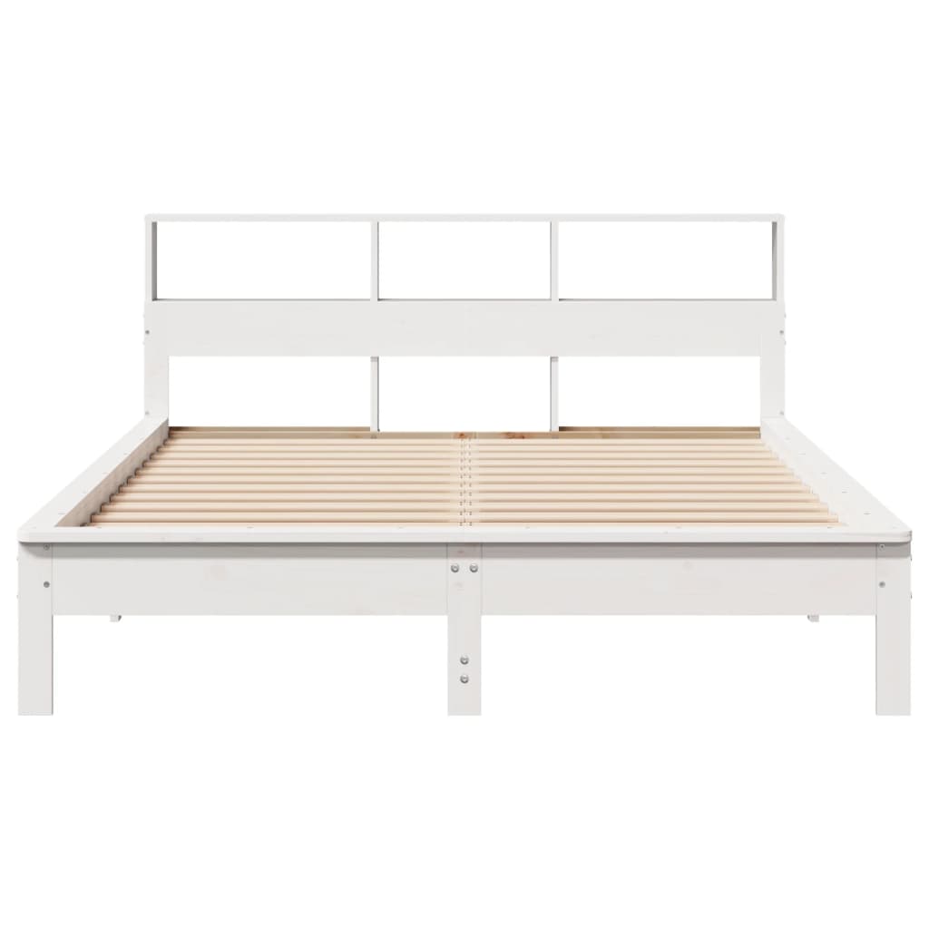 vidaXL Cama con estantería sin colchón madera maciza blanca 120x200 cm