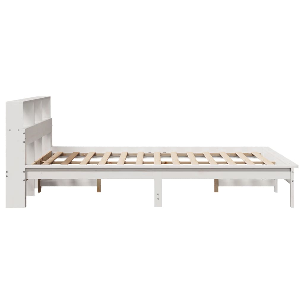 vidaXL Cama con estantería sin colchón madera maciza blanca 120x200 cm