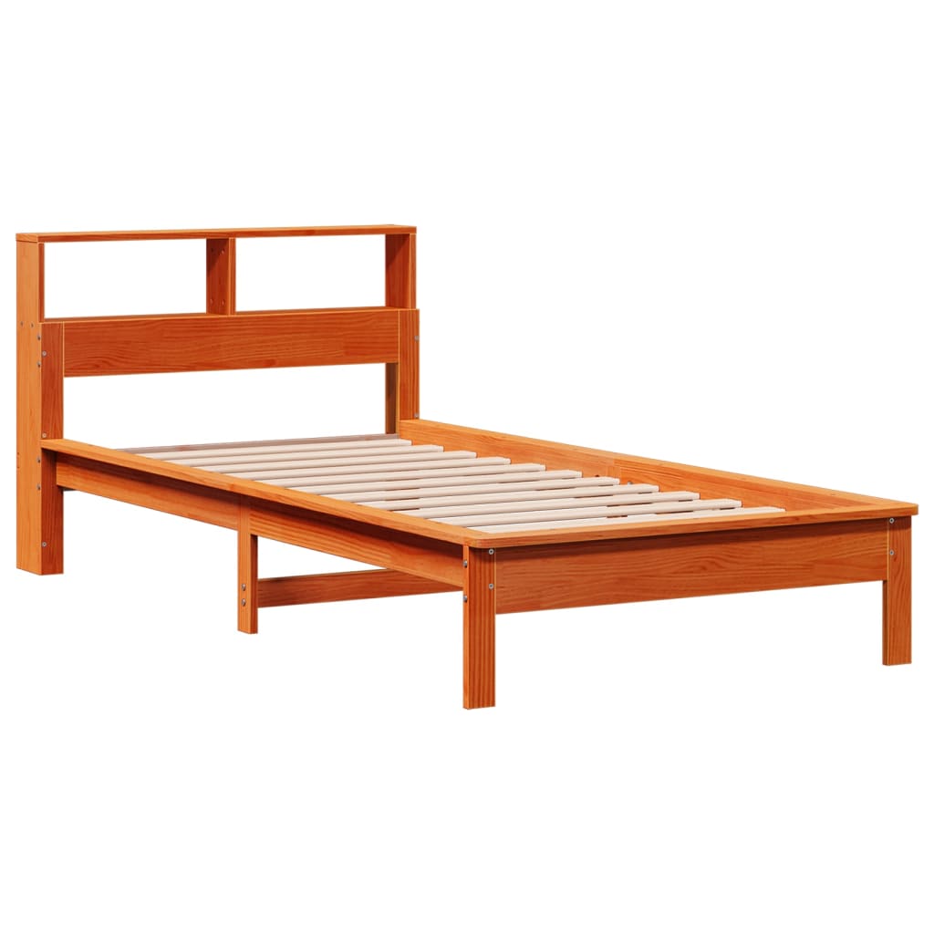 vidaXL Cama con estantería sin colchón madera maciza marrón 100x200 cm