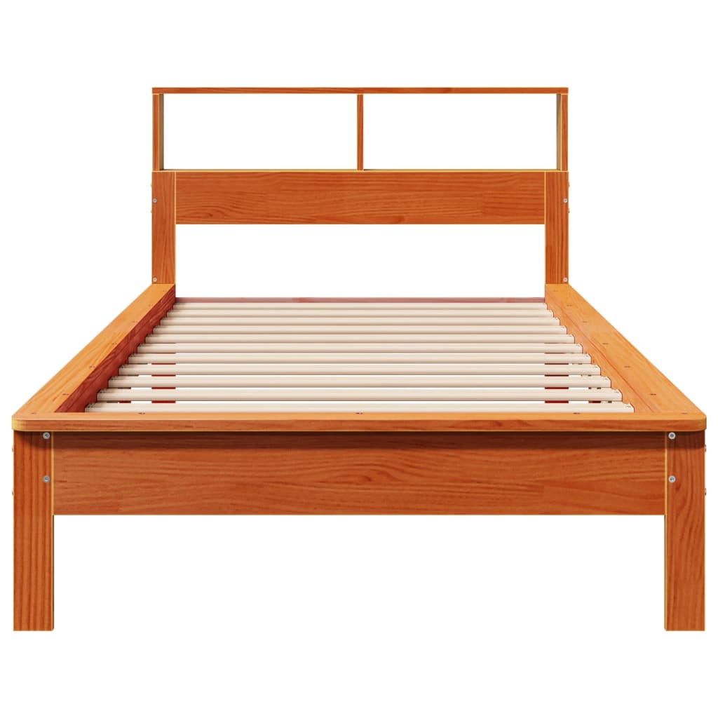 vidaXL Cama con estantería sin colchón madera maciza marrón 100x200 cm