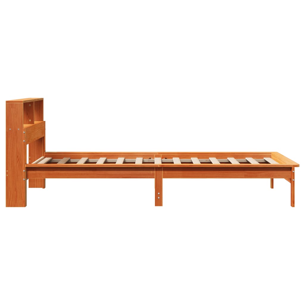 vidaXL Cama con estantería sin colchón madera maciza marrón 100x200 cm