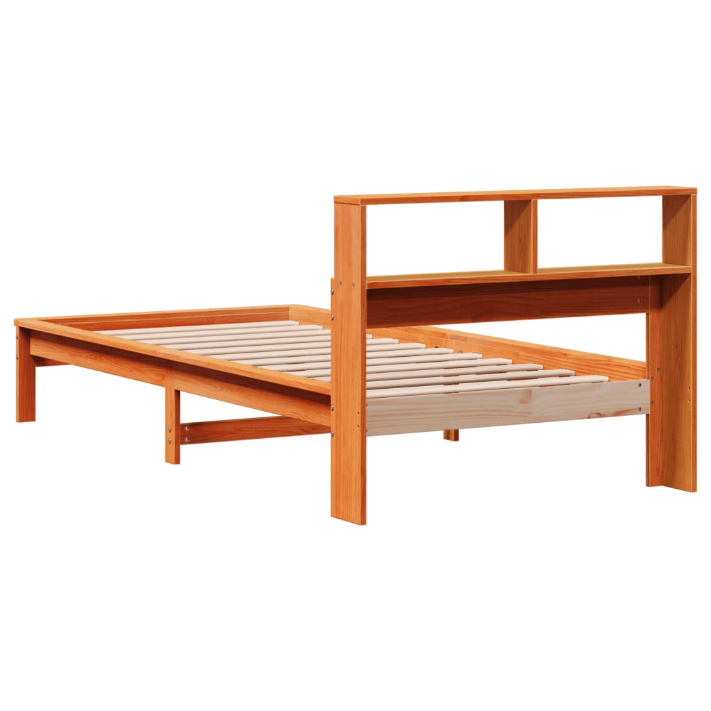 vidaXL Cama con estantería sin colchón madera maciza marrón 100x200 cm