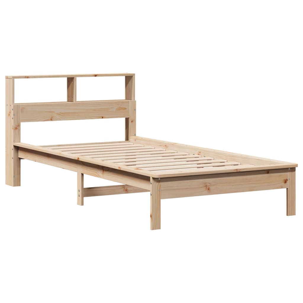 vidaXL Cama con estantería sin colchón madera maciza de pino 90x200 cm