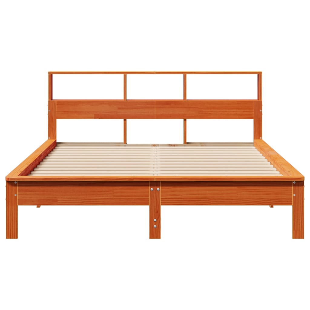 vidaXL Cama con estantería sin colchón madera maciza marrón 120x190 cm