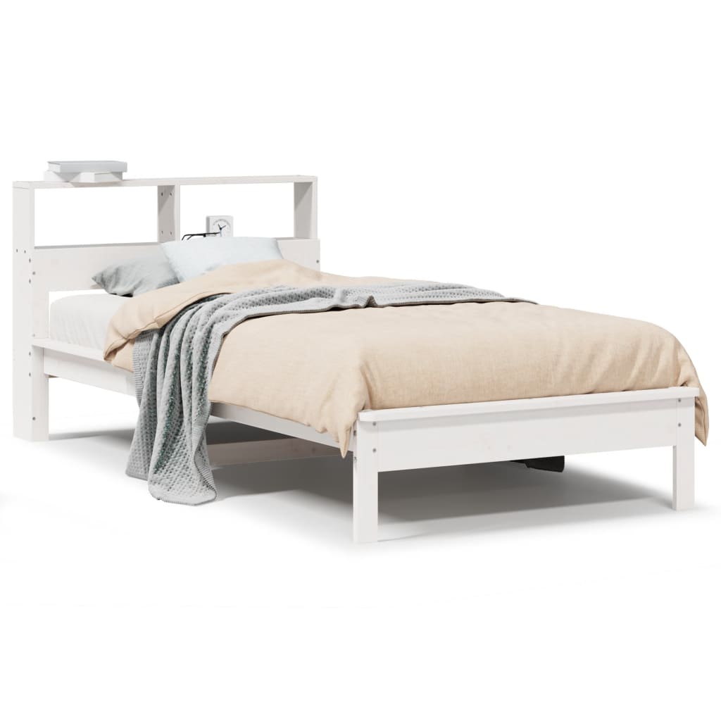 vidaXL Cama con estantería sin colchón madera maciza de pino 90x190 cm