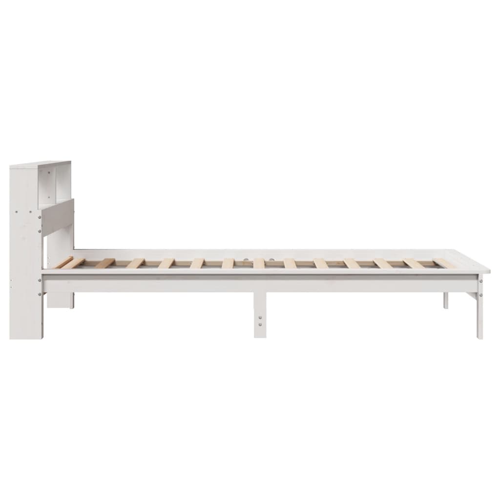 vidaXL Cama con estantería sin colchón madera maciza blanca 75x190 cm