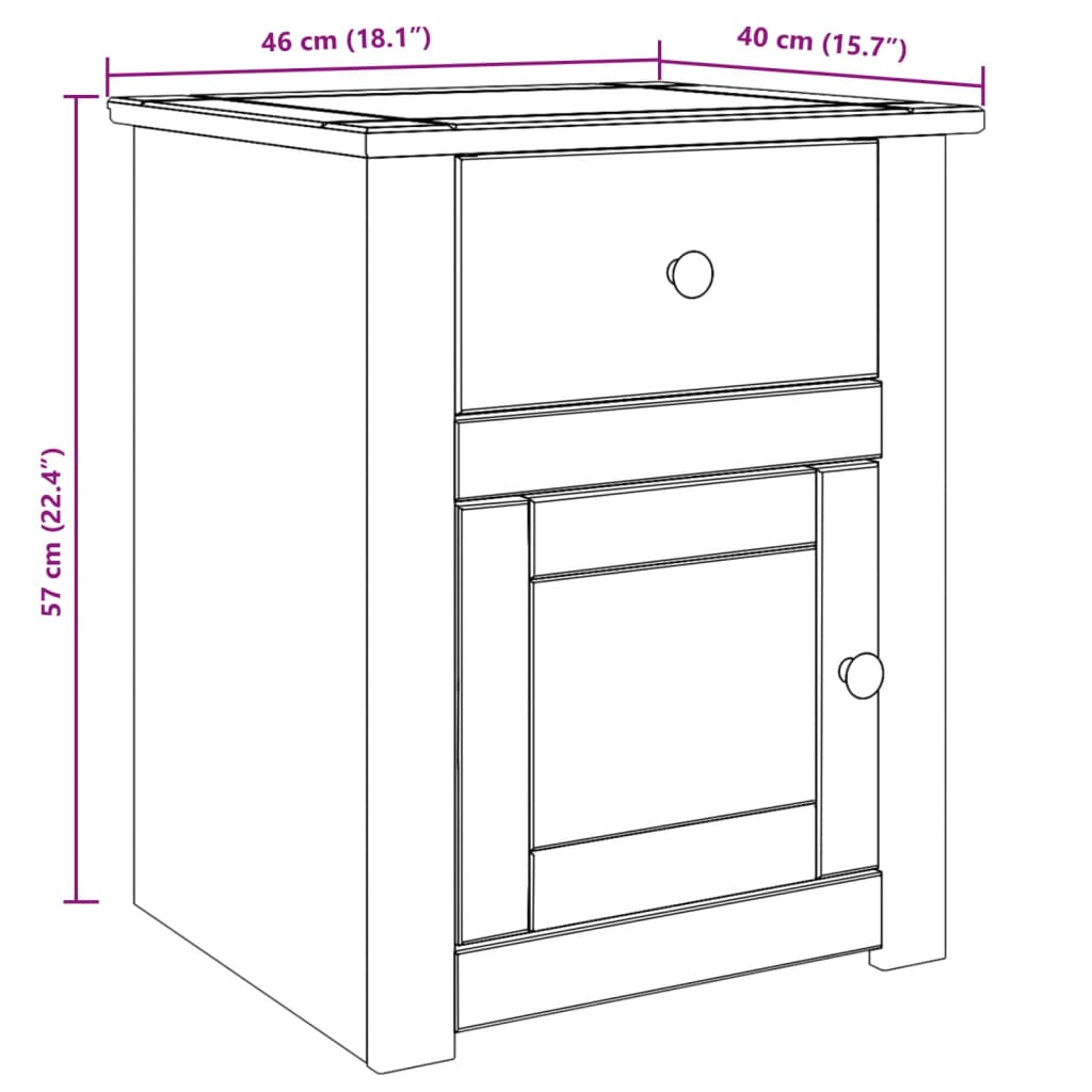 vidaXL Mesita de noche Panama madera maciza de pino 46x40x57 cm