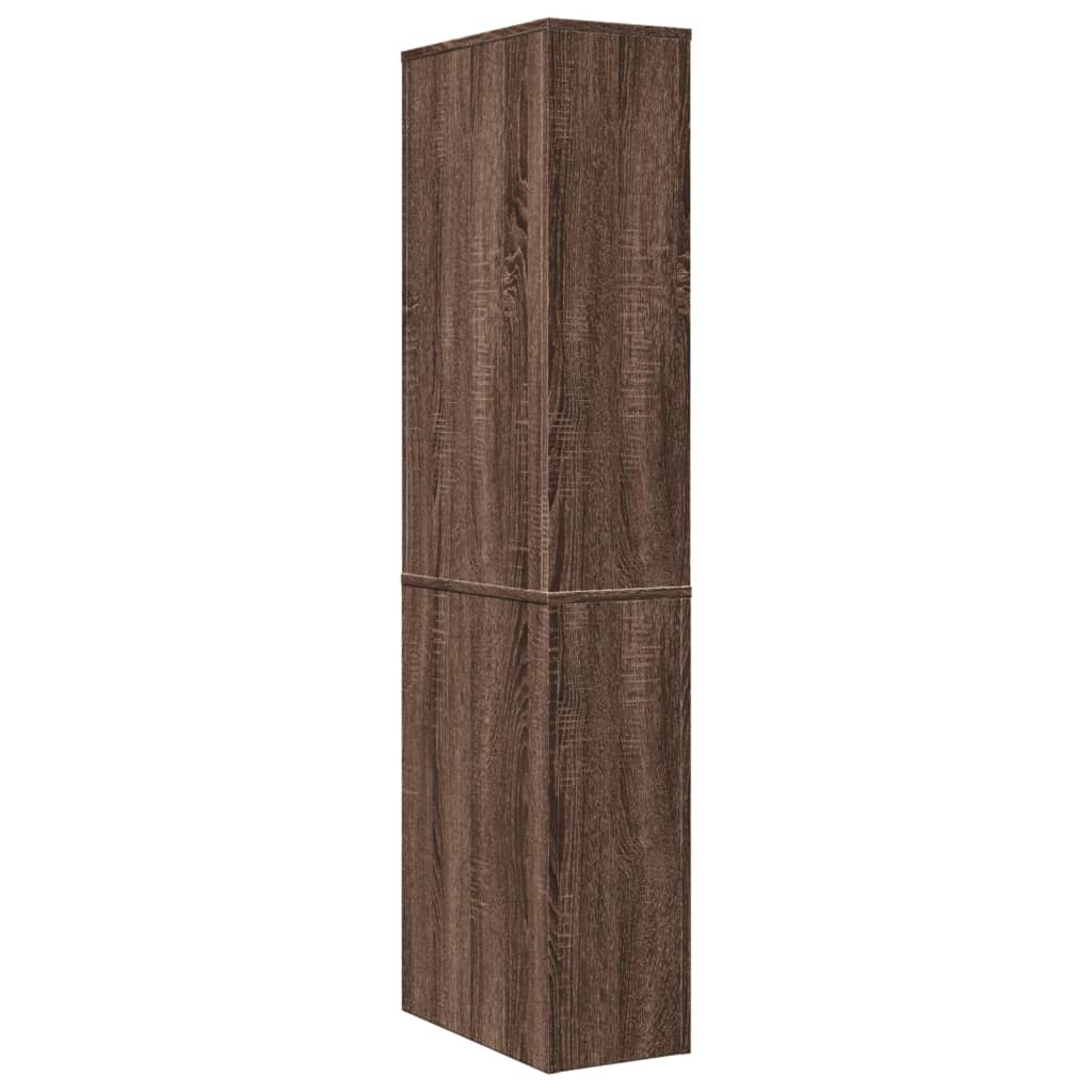 vidaXL Armario de baño estrecho con ruedas madera marrón roble