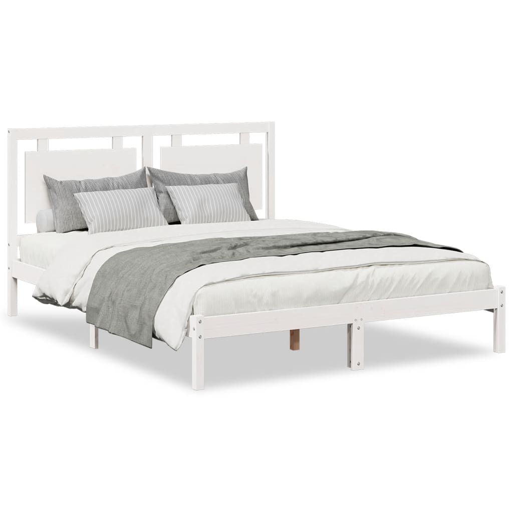 vidaXL Cama extralarga sin colchón madera maciza blanca 140x210 cm