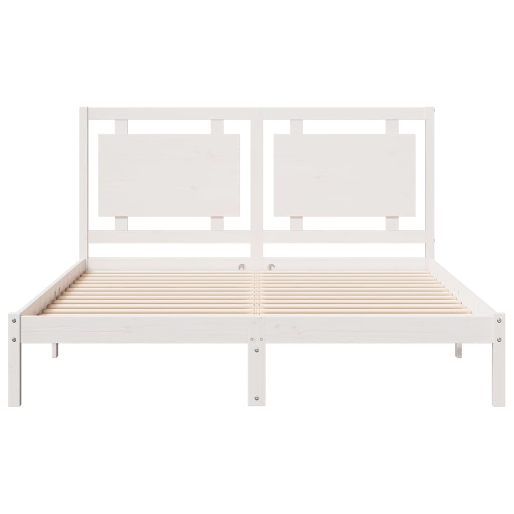 vidaXL Cama extralarga sin colchón madera maciza blanca 140x210 cm