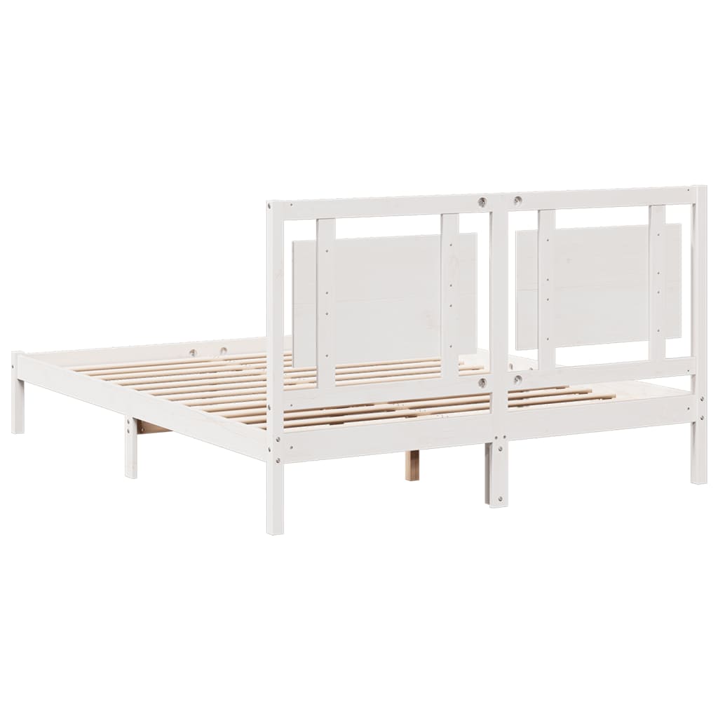 vidaXL Cama extralarga sin colchón madera maciza blanca 140x210 cm