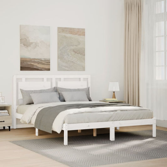 vidaXL Cama extralarga sin colchón madera maciza blanca 140x210 cm