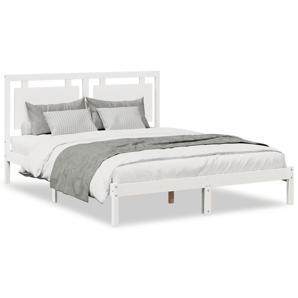 vidaXL Cama extralarga sin colchón madera maciza blanca 160x210 cm