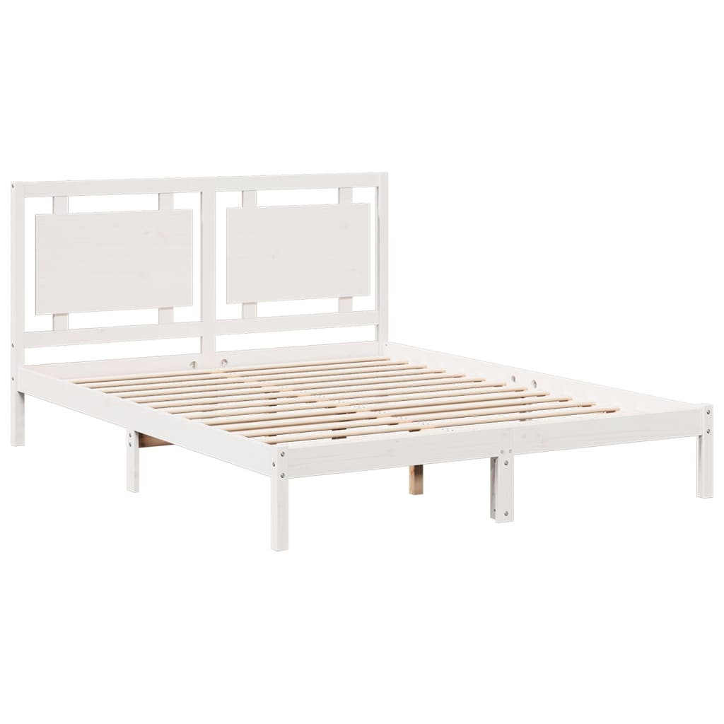 vidaXL Cama extralarga sin colchón madera maciza blanca 160x210 cm