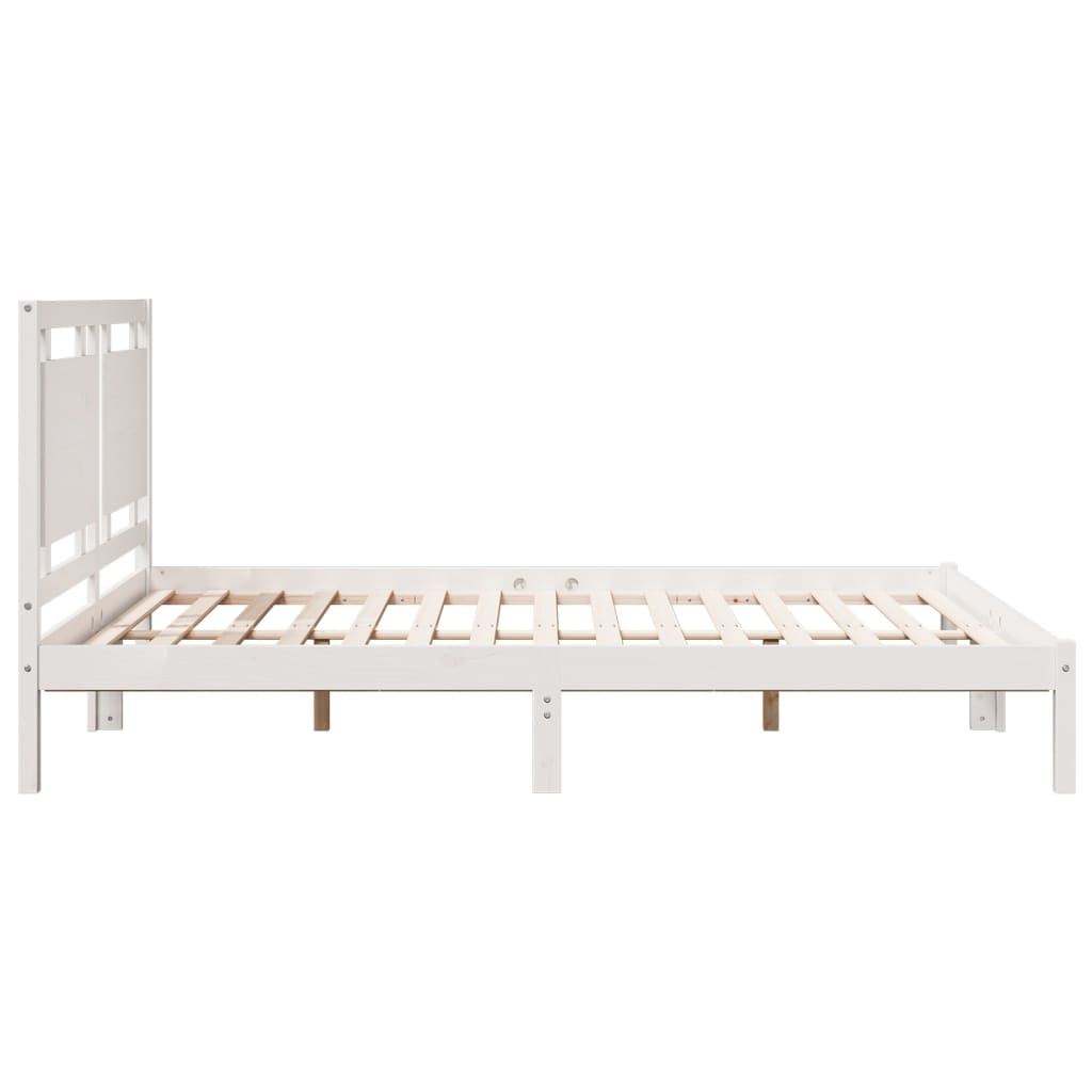 vidaXL Cama extralarga sin colchón madera maciza blanca 160x210 cm