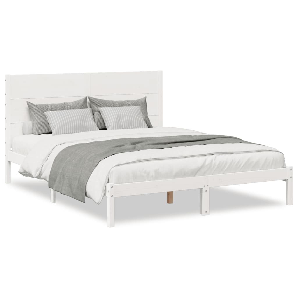 vidaXL Cama extralarga sin colchón madera maciza blanca 140x210 cm