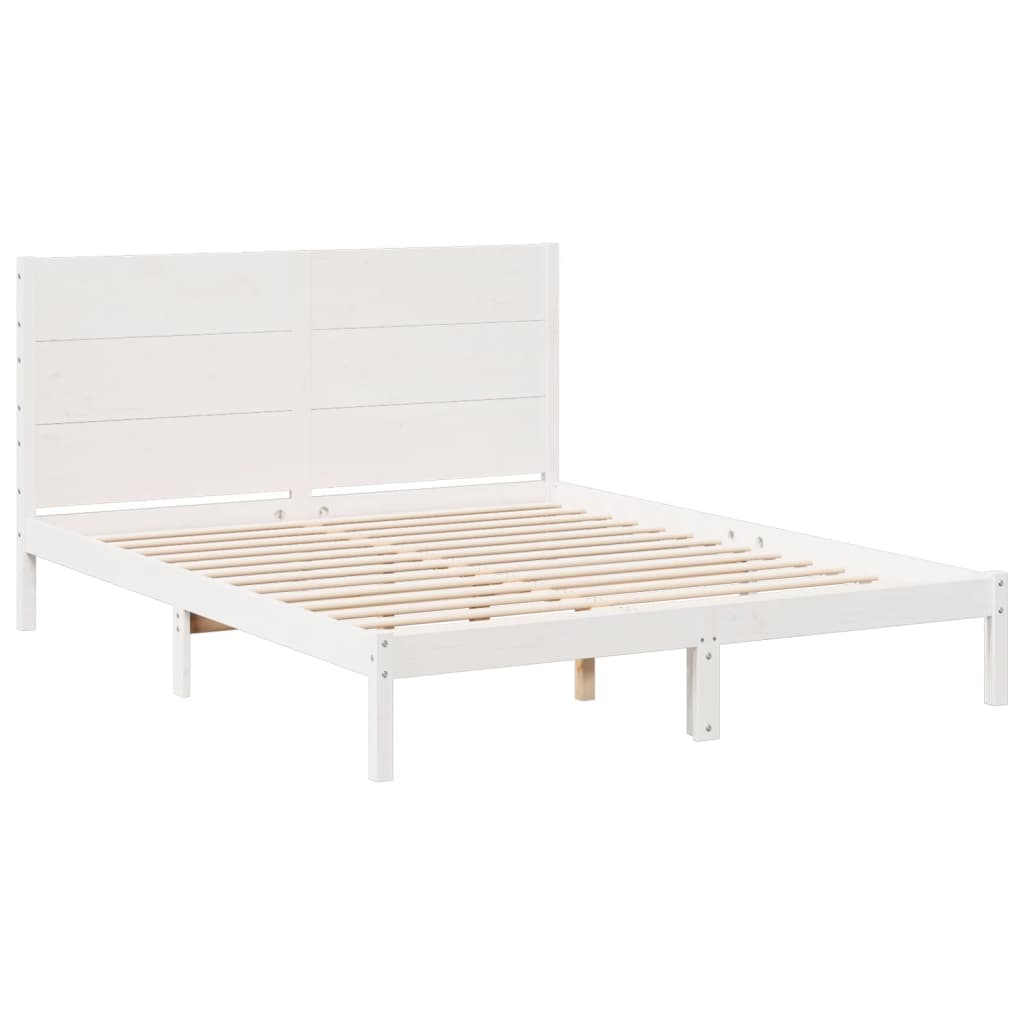 vidaXL Cama extralarga sin colchón madera maciza blanca 140x210 cm