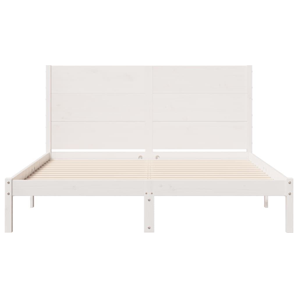 vidaXL Cama extralarga sin colchón madera maciza blanca 140x210 cm