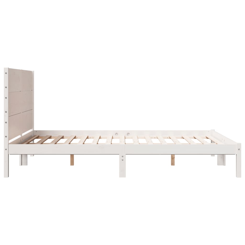 vidaXL Cama extralarga sin colchón madera maciza blanca 140x210 cm