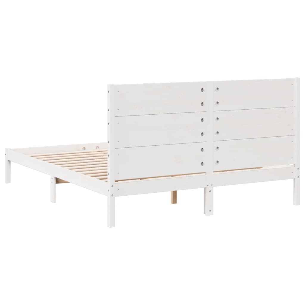 vidaXL Cama extralarga sin colchón madera maciza blanca 140x210 cm