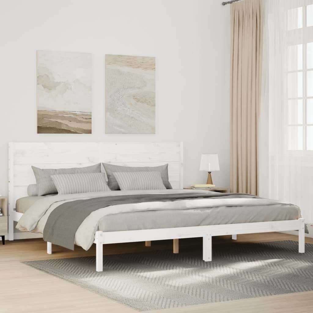 vidaXL Cama extralarga sin colchón madera maciza blanca 140x210 cm