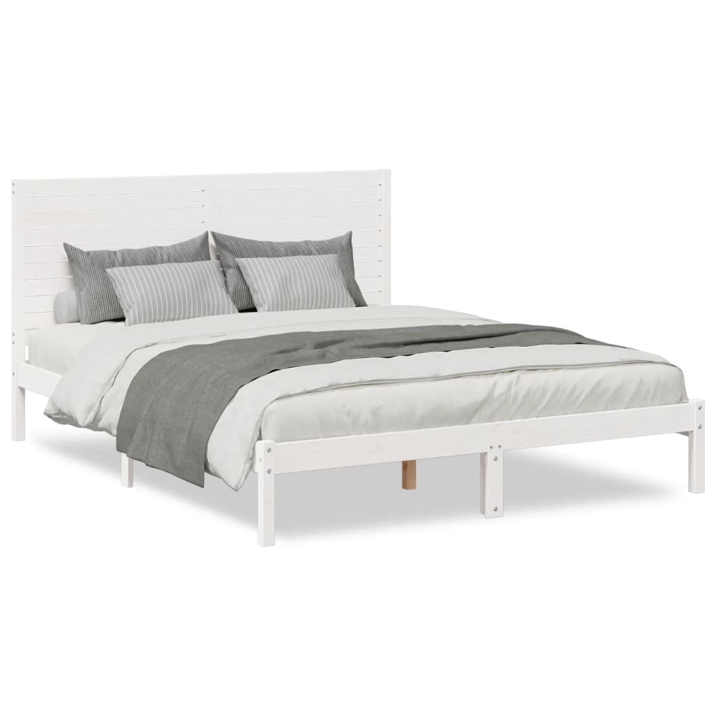 vidaXL Cama extralarga sin colchón madera maciza blanca 160x210 cm