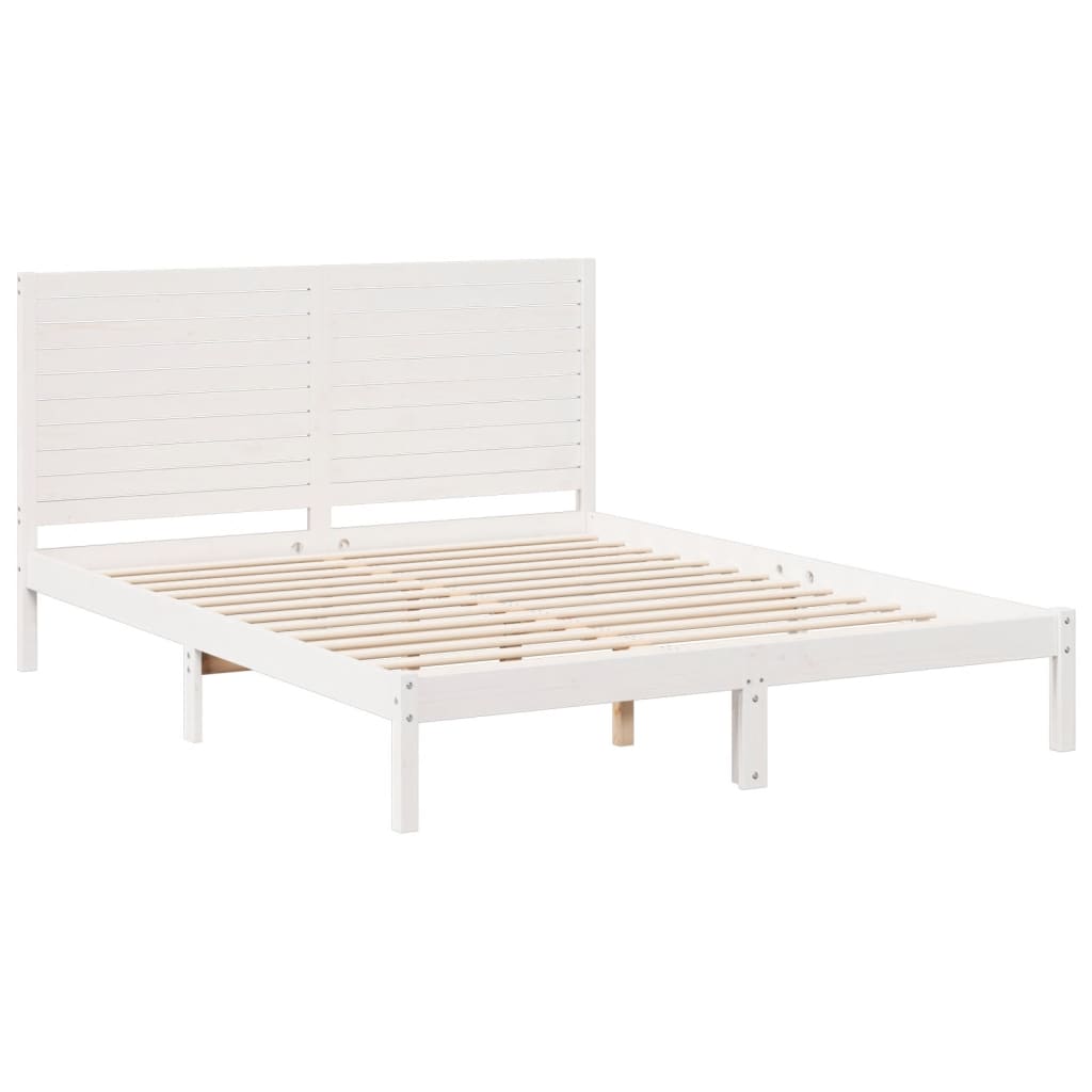 vidaXL Cama extralarga sin colchón madera maciza blanca 160x210 cm