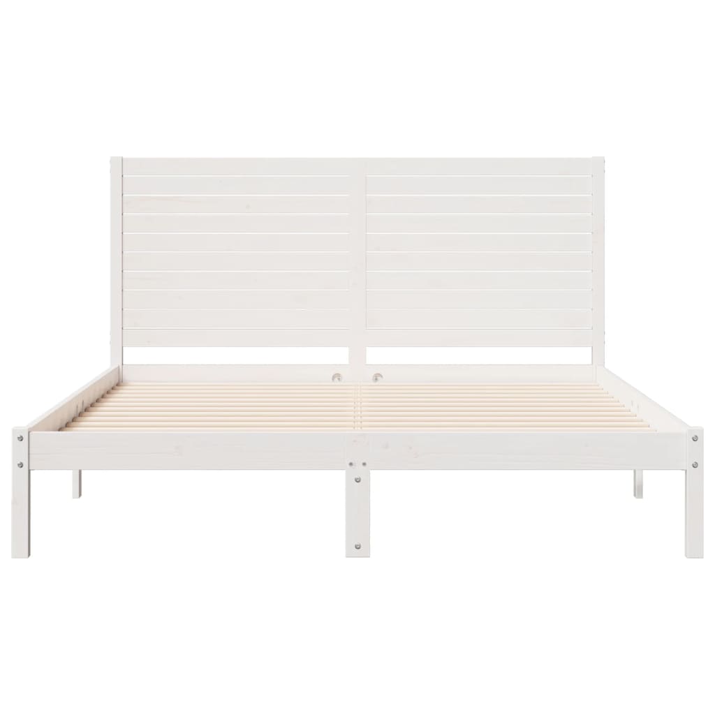 vidaXL Cama extralarga sin colchón madera maciza blanca 160x210 cm