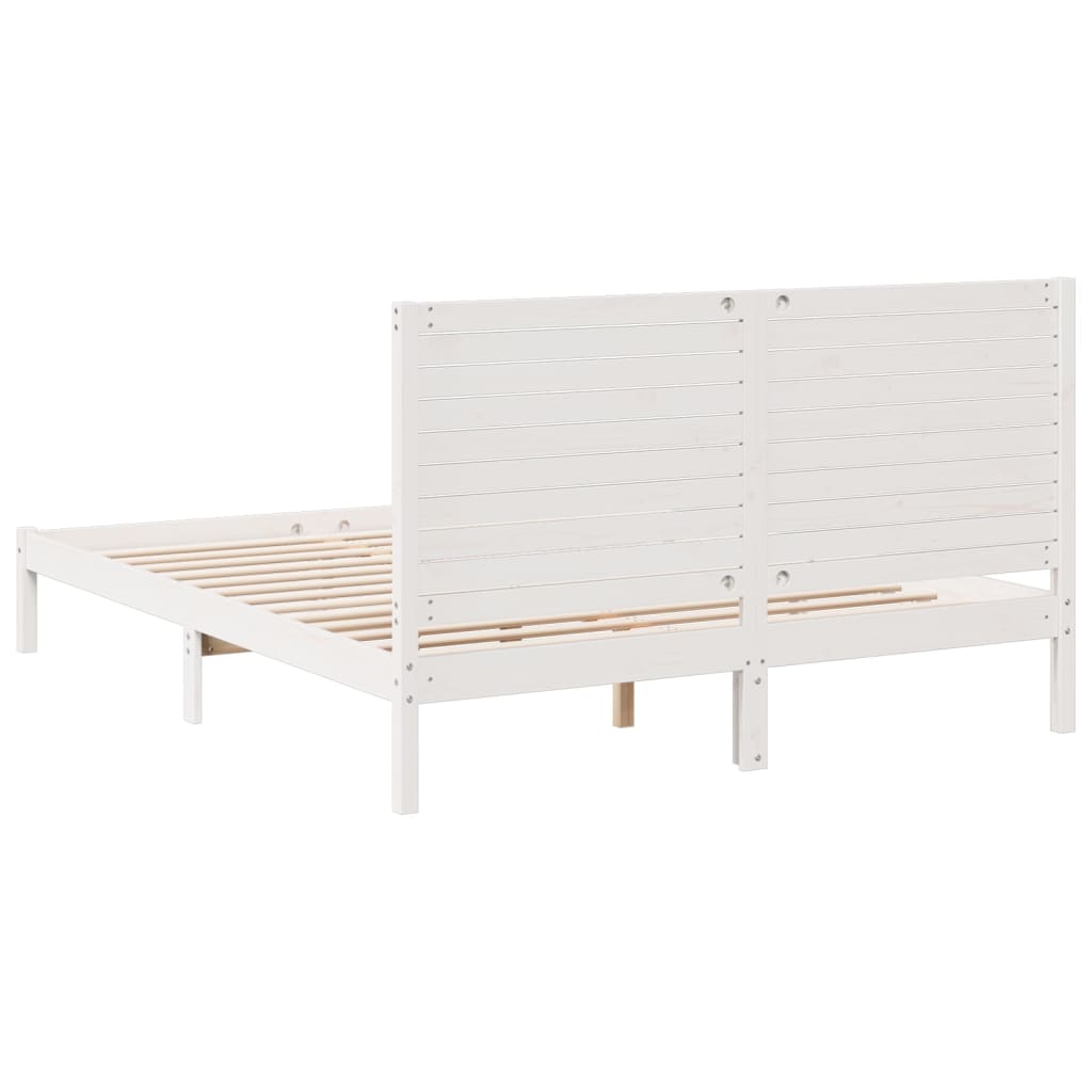 vidaXL Cama extralarga sin colchón madera maciza blanca 160x210 cm