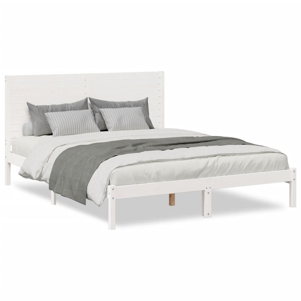 vidaXL Cama extralarga sin colchón madera maciza blanca 160x220 cm