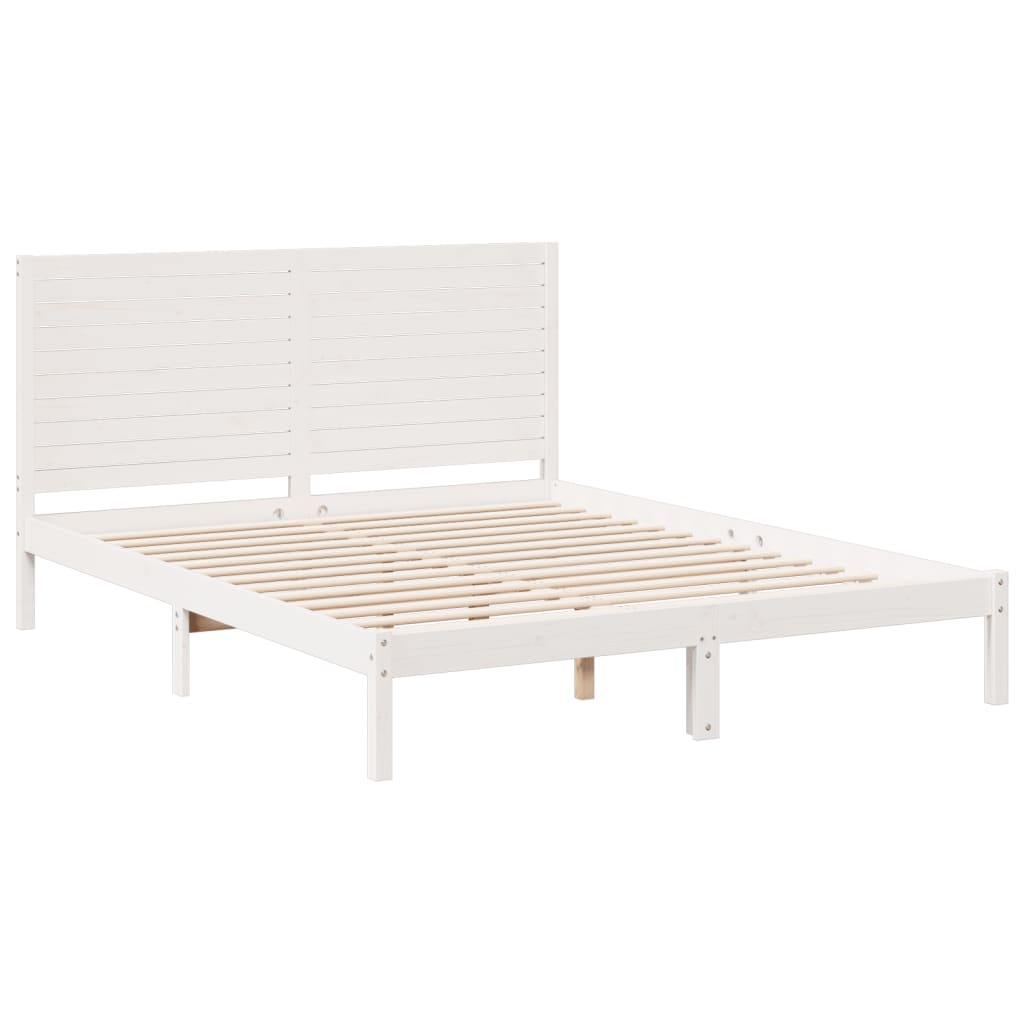 vidaXL Cama extralarga sin colchón madera maciza blanca 160x220 cm