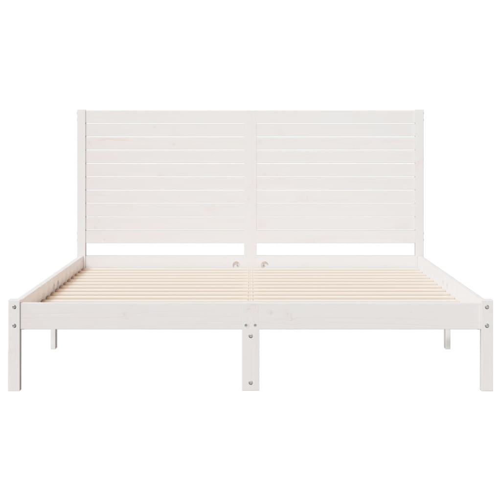 vidaXL Cama extralarga sin colchón madera maciza blanca 160x220 cm