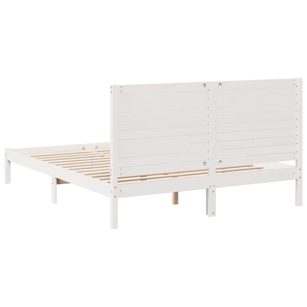 vidaXL Cama extralarga sin colchón madera maciza blanca 160x220 cm