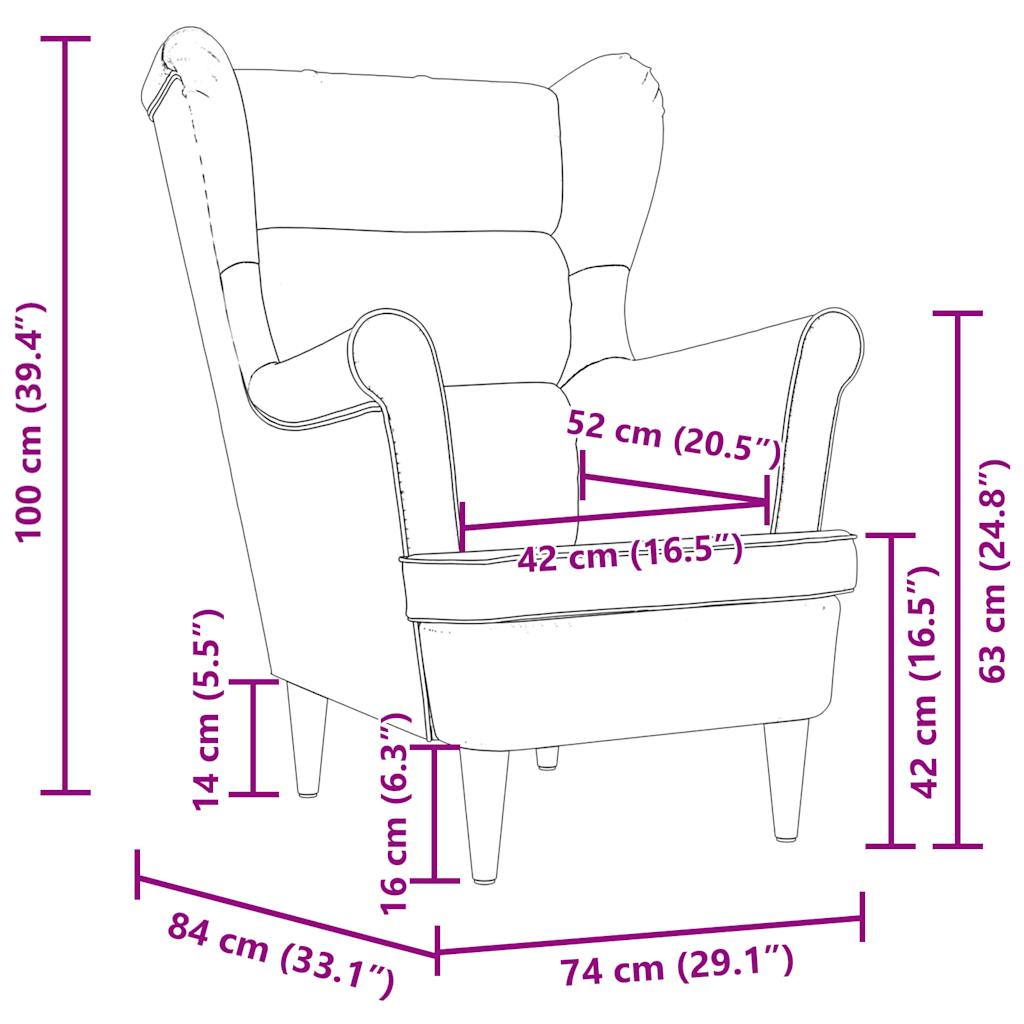 vidaXL Sillón de tela gris oscuro 74x84x100 cm