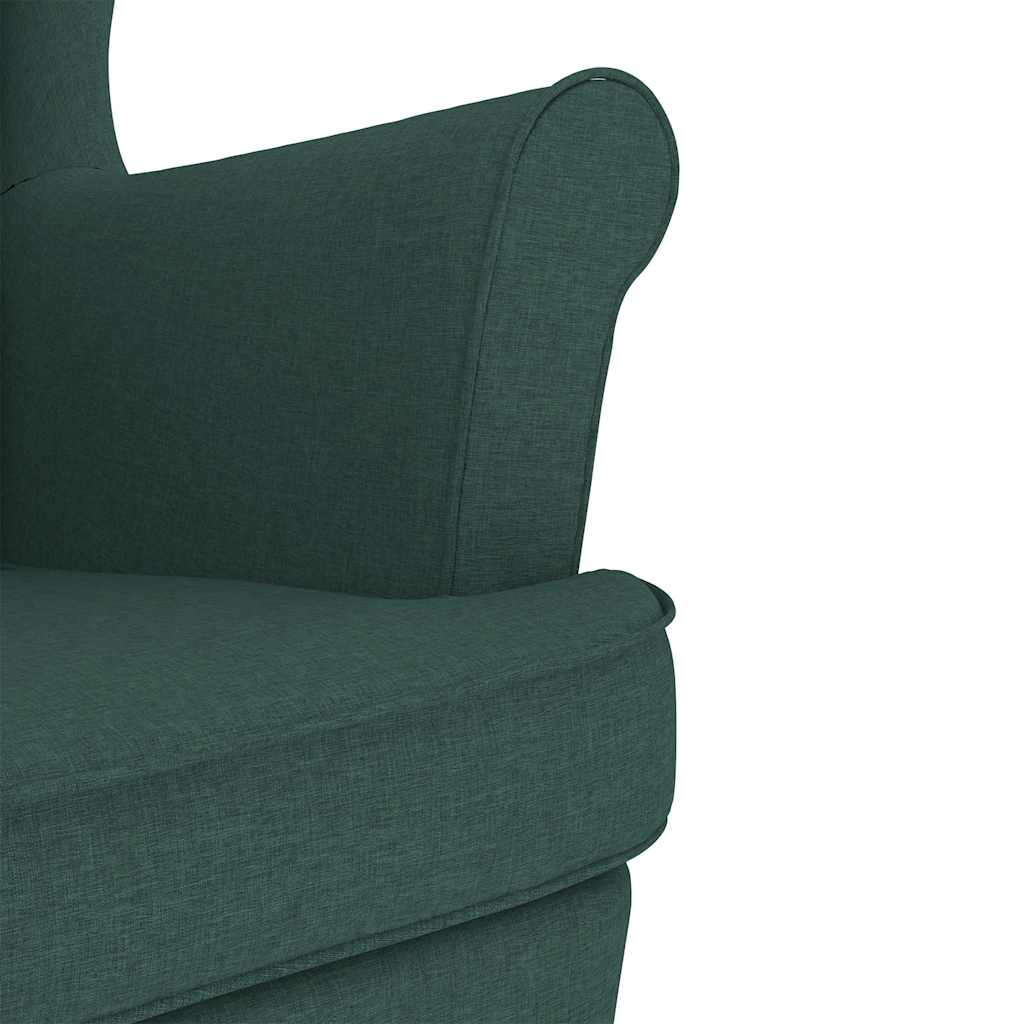 vidaXL Silla mecedora de tela verde oscuro 74x90x102 cm