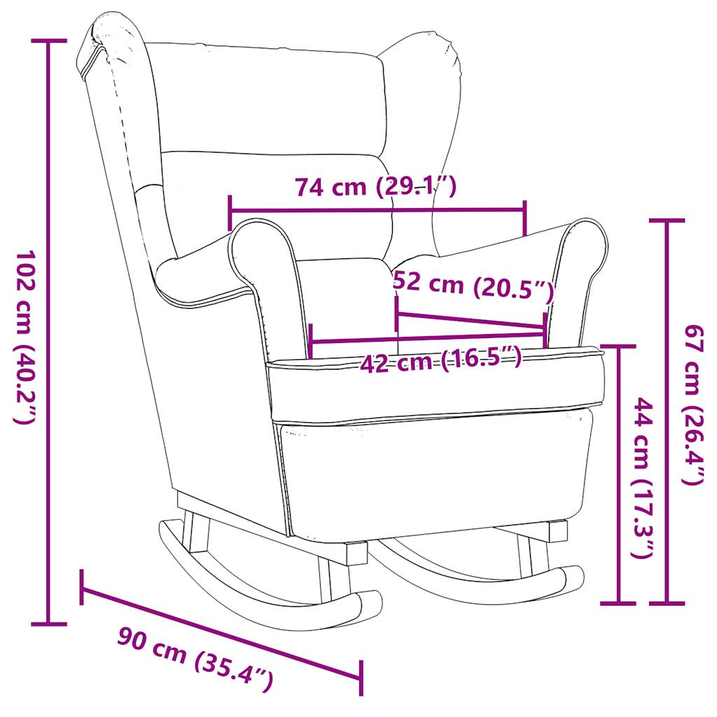 vidaXL Silla mecedora de tela verde oscuro 74x90x102 cm