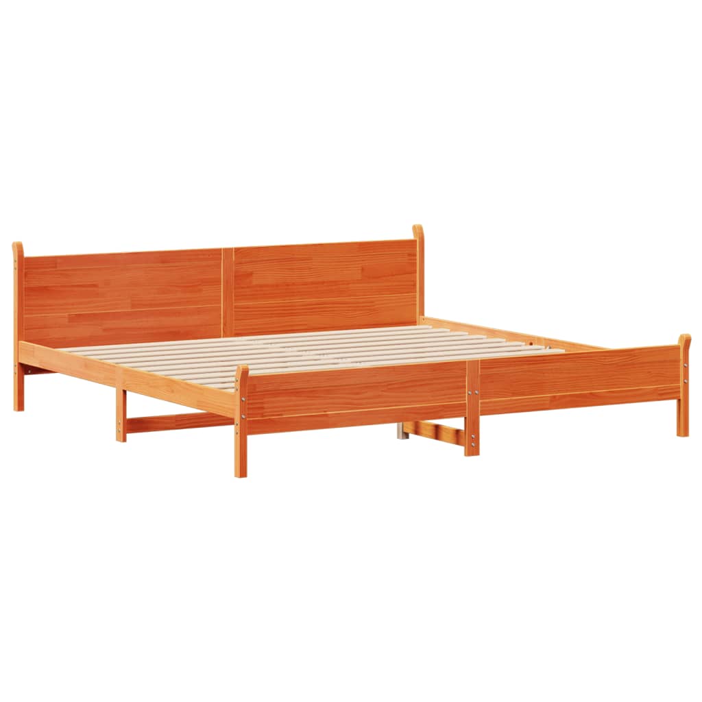 vidaXL Cama sin colchón madera maciza de pino marrón cera 180x200 cm