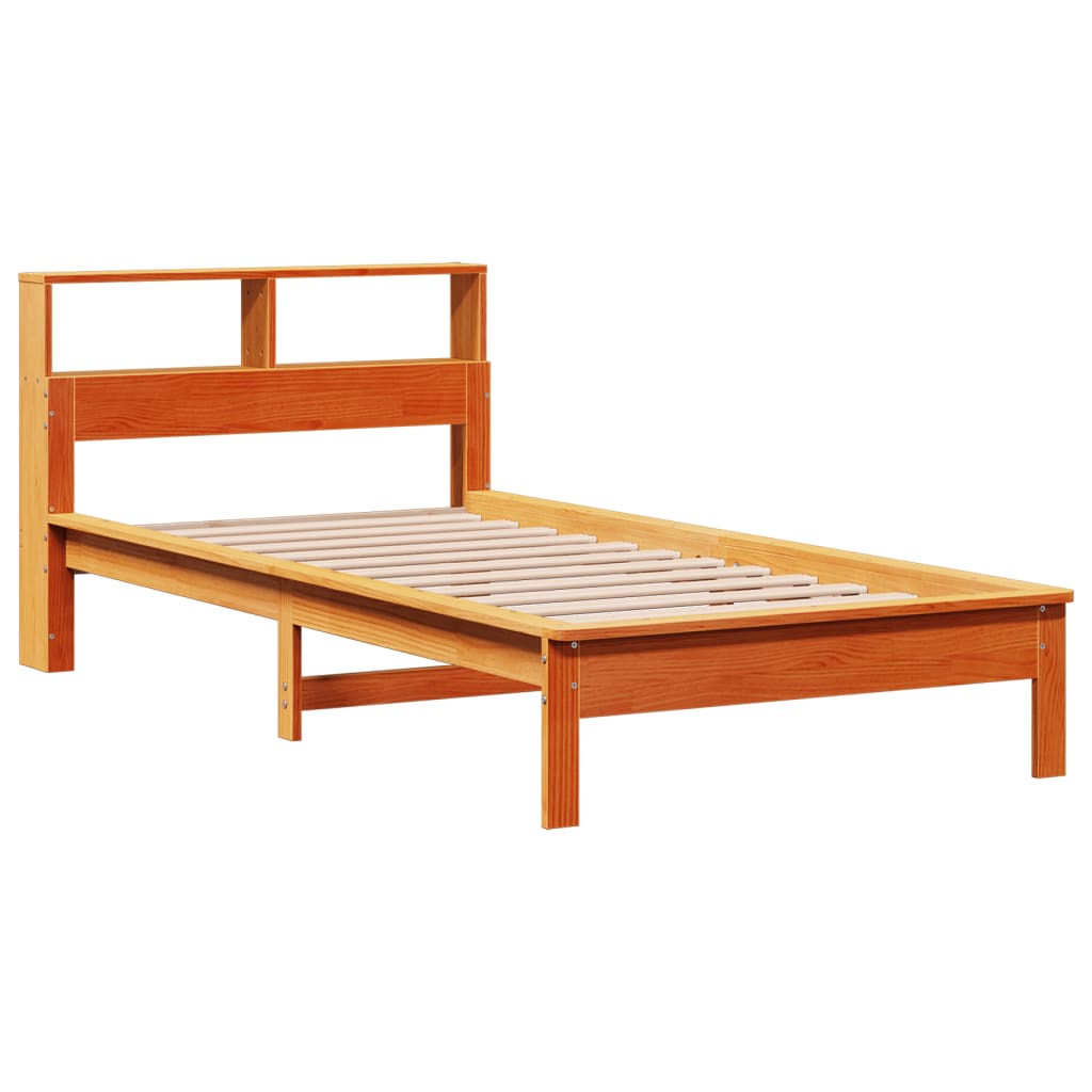 vidaXL Cama con estantería sin colchón madera maciza marrón 100x200 cm