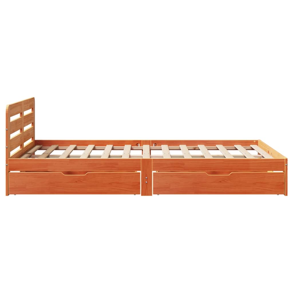 vidaXL Cama sin colchón madera maciza de pino marrón cera 120x200 cm