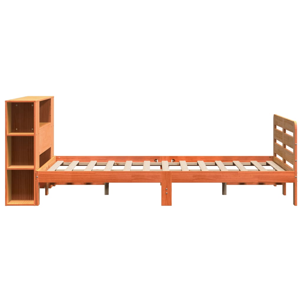 vidaXL Cama sin colchón madera maciza de pino marrón cera 140x190 cm