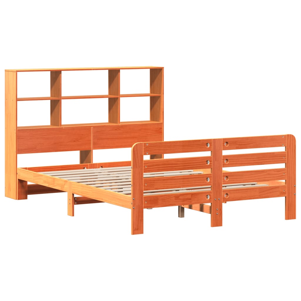 vidaXL Cama sin colchón madera maciza de pino marrón cera 120x200 cm