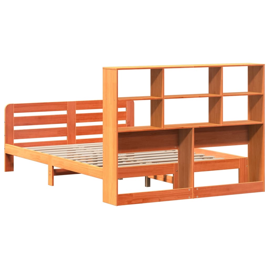 vidaXL Cama sin colchón madera maciza de pino marrón cera 140x190 cm